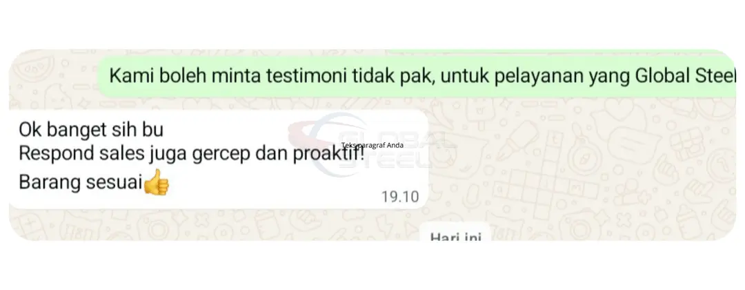 Screenshot chat testimoni Anang Budi – Besi CNP