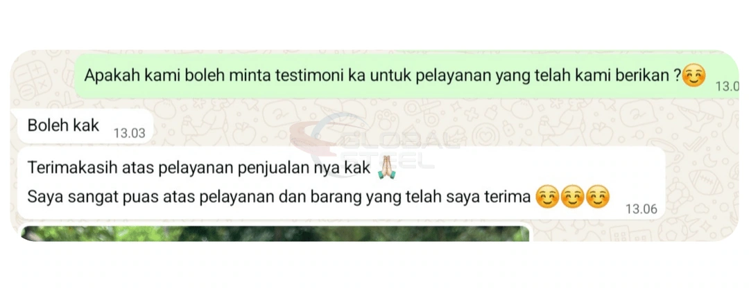 Screenshot chat testimoni Kurniawan – Besi Hollow & UPVC Evertop