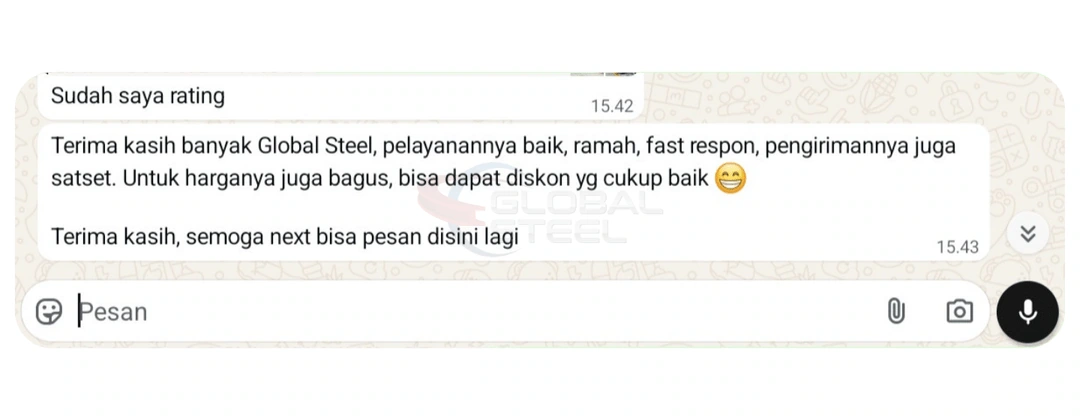 Screenshot chat testimoni Khalid – UPVC Immo Roof Double Layer
