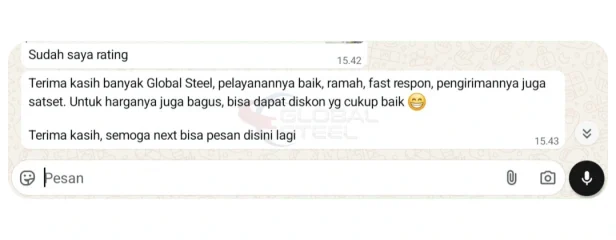 Testimoni Customer Global Steel 7